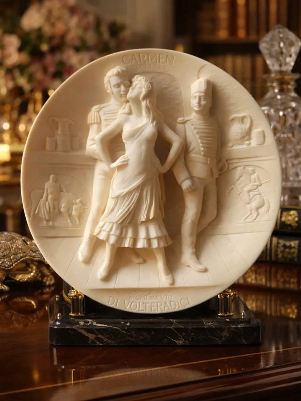 Italian Carmen Bas-Relief Plaque La Scala Museum Volteradici Signed